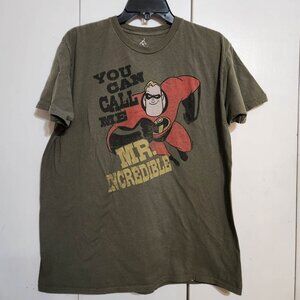 Mens XL Disneyland You can Call Me Mr. Incredible Olive Green Shirt